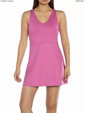 Gap Fit Women Active Tank Dress Sz S Hot Pink Tennis Golf Pickleball w/Skort